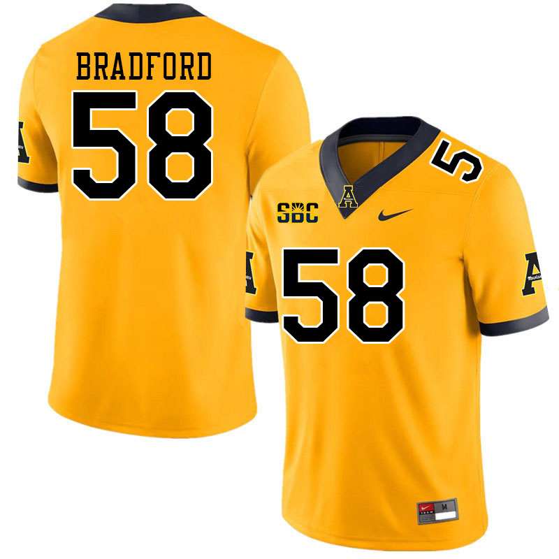 Men #58 Blake Bradford Appalachian State Mountaineers College Football Jerseys Stitched Sale-Gold